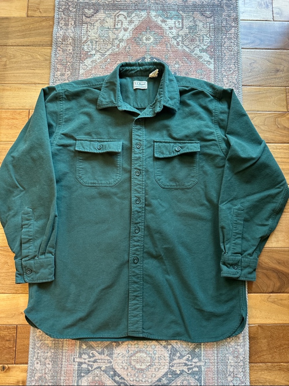 Vtg LL Bean cotton chamois cloth flannel shirt Sz large
